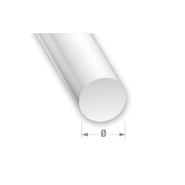 CQFD PVC Round Rod White 8mm Diameter - 1m