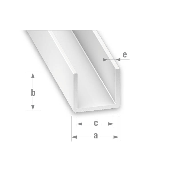 CQFD PVC U Profile White 14mm x 10mm x 12mm x 1mm - 2m