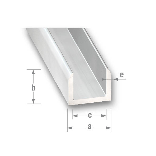 CQFD Anodised Aluminium U-Profile 15mm x 15mm x 12mm x 1.5mm - 1m