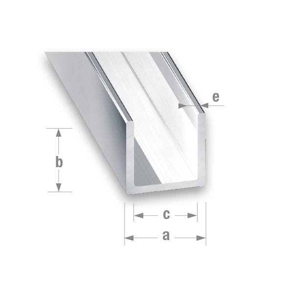 CQFD Anodised Aluminium U-Profile 20mm x 20mm x 17mm x 1.5mm - 2m