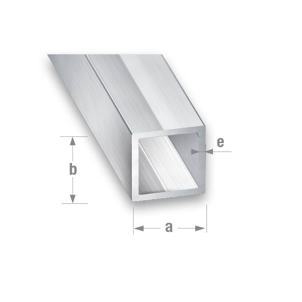 CQFD Anodised Aluminium Square Tube Shiny Silver Look 20mm x 20mm x 1.5mm - 1m