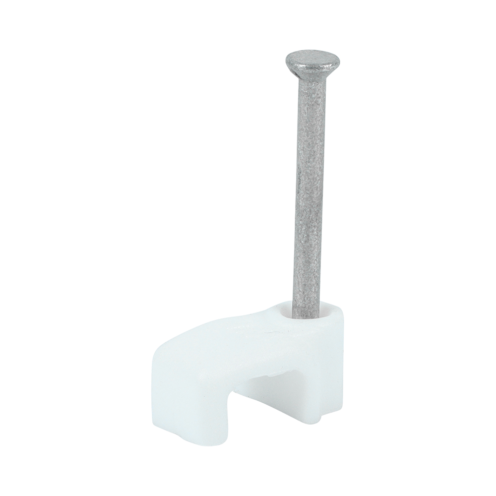 Timco Cable Clip - White - Flat 1.00mm (Bell Wire) - PK100