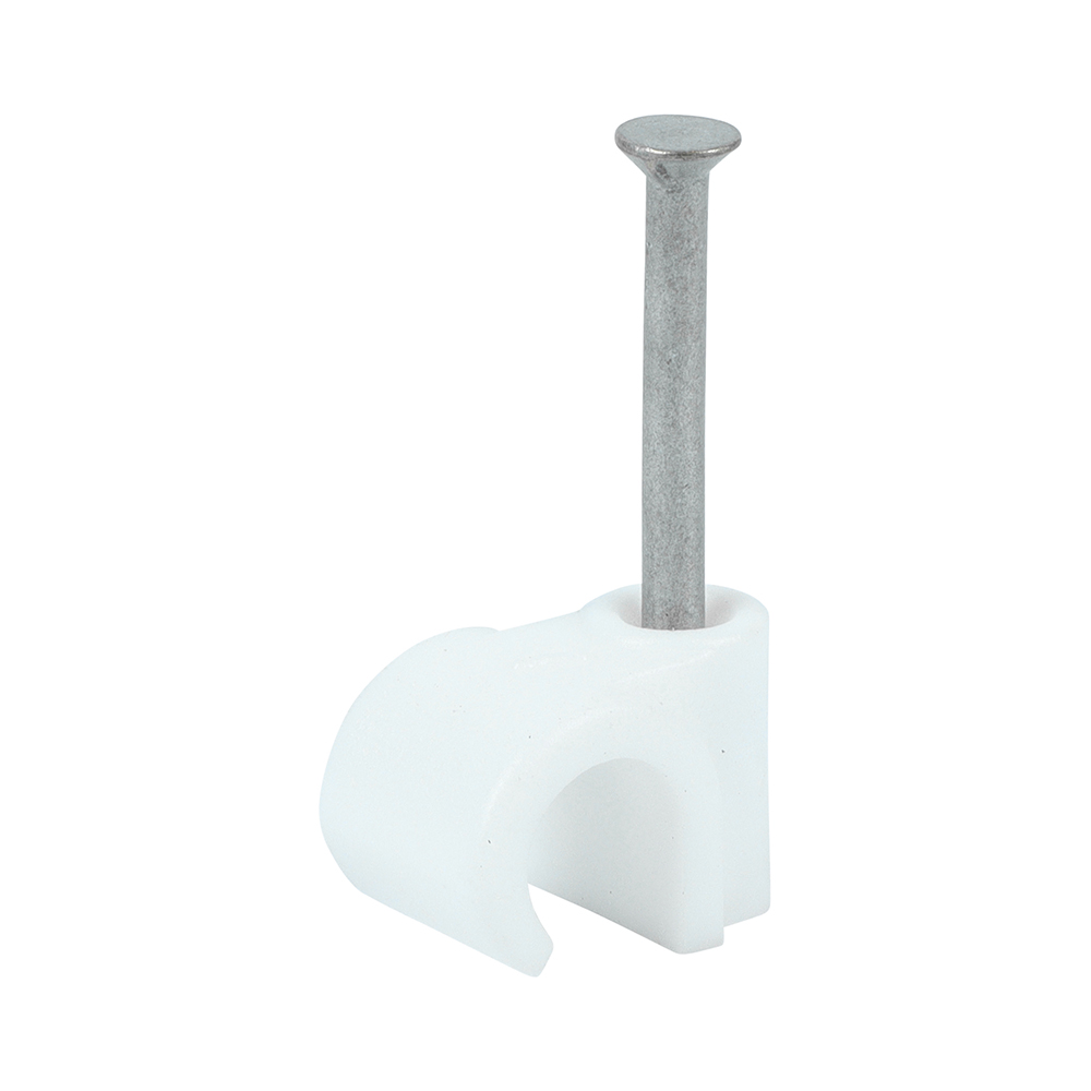 Timco Cable Clip - White - Round 7.00mm - PK100