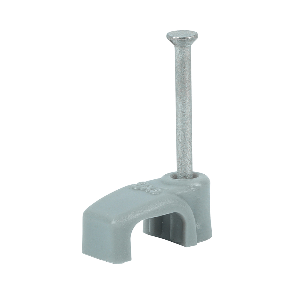 Timco Cable Clip - Grey - Flat 4.00mm (Twin &amp; Earth) - PK100