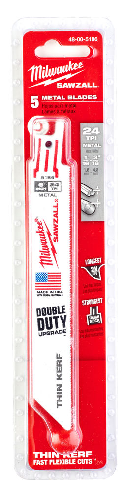 Milwaukee Sawzall Blade - 150mm Metal Thin Kerf - 5 Piece - 48005186