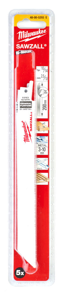 Milwaukee 48005293 Sawzall Blade - 275mm General Purpose 6tpi - 2 Piece