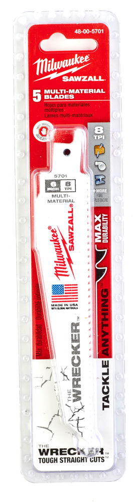 Milwaukee 48005701 Sawzall Blade - 150mm Wrecker Blades - 5 Piece