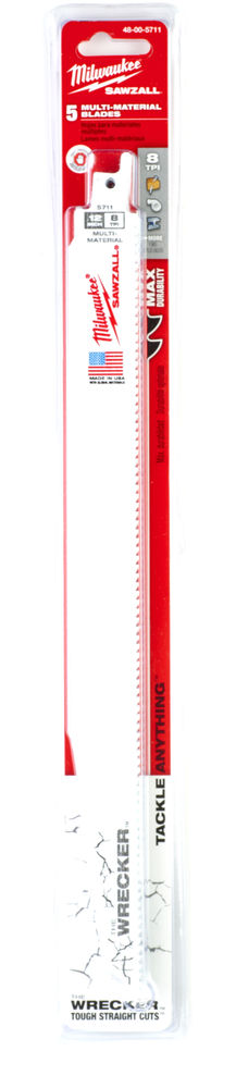 Milwaukee 48005711 Sawzall Blade - 300mm Wrecker Blades - 5 Piece