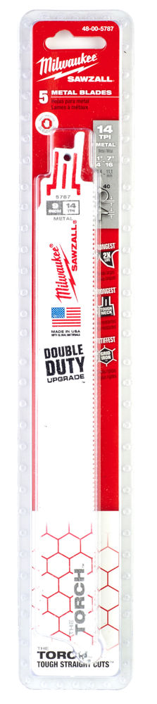 Milwaukee 48005787 Sawzall Blade - 230mm Torch Demolition Blades - 5 Piece