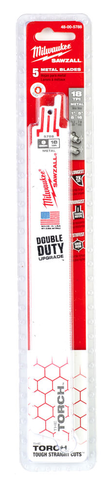 Milwaukee 48005788 Sawzall Blade - 230mm Torch Demolition Blades - 5 Piece