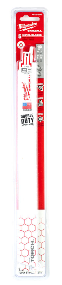 Milwaukee 48005789 Sawzall Blade - 300mm Torch Demolition Blades - 5 Piece