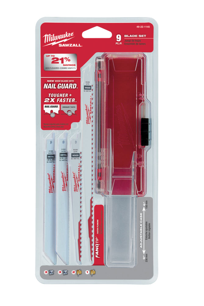 Milwaukee 49221145 Sawzall Blade - 150mm &amp; 230mm Sawzall Set - 9 Piece