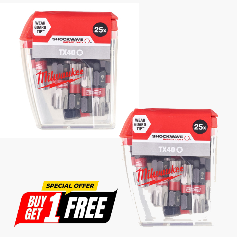 Milwaukee Shockwave TX40 x 25mm Impact Duty Screwdriver Bits (Pack of 25) - 4932430889
