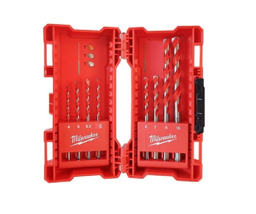 Milwaukee Premium TCT Concrete Drill Bit Set 8 Piece 4 to 12mm - 4932471192