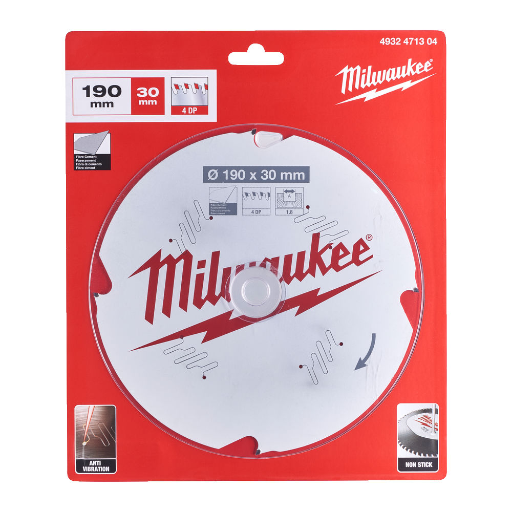 Milwaukee Circular Saw Blade Fibre Cement 190mm x 30mm x 4TH - 4932471304