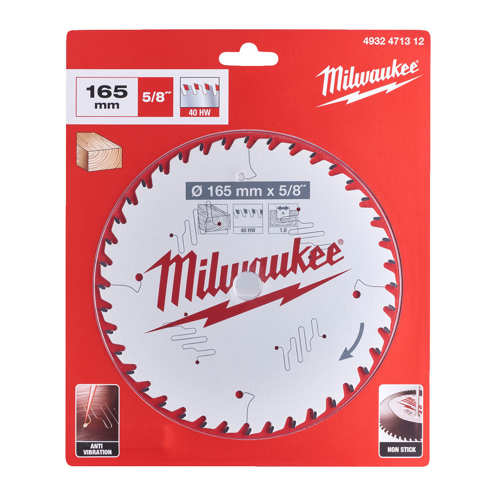 Milwaukee Circular Saw Blade 165mm x 15.87mm x 40TH - 4932471312
