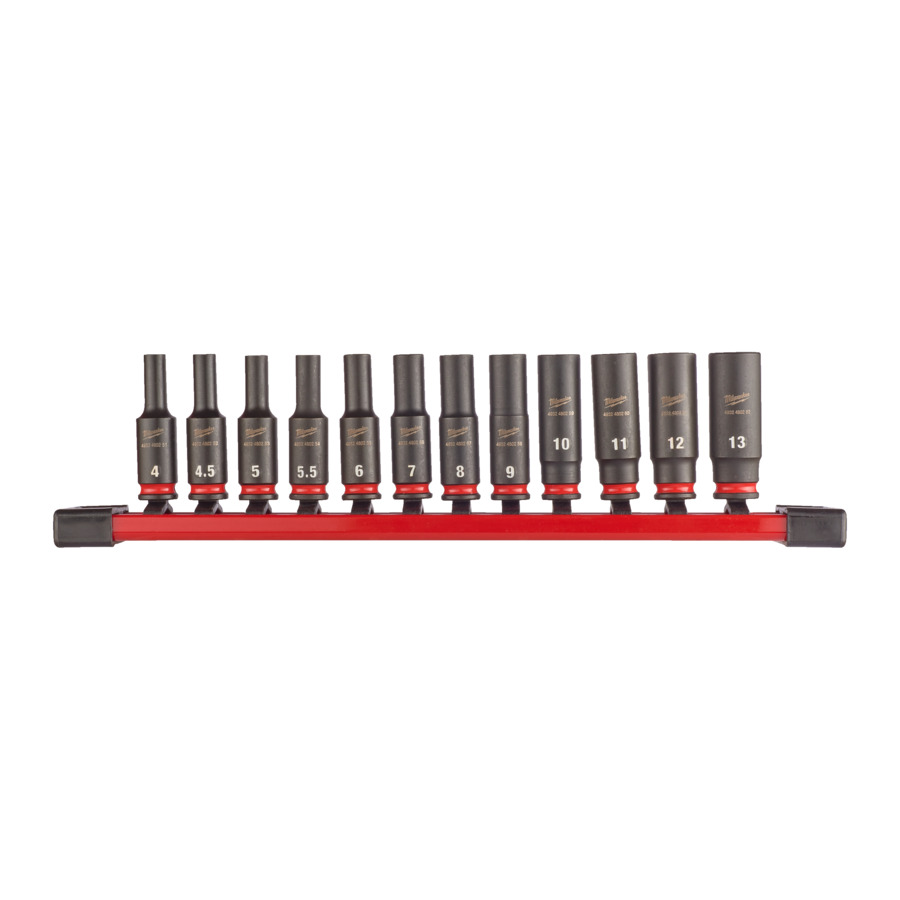 Milwaukee 4932480453 1/4in 12pc Deep Socket Set & Rail