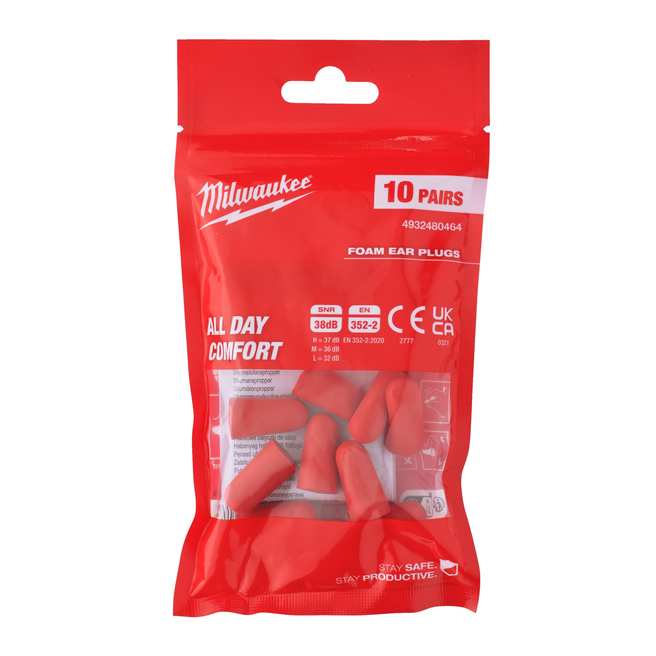 Milwaukee 4932480464 x10 Pairs Foam In Ear Plugs