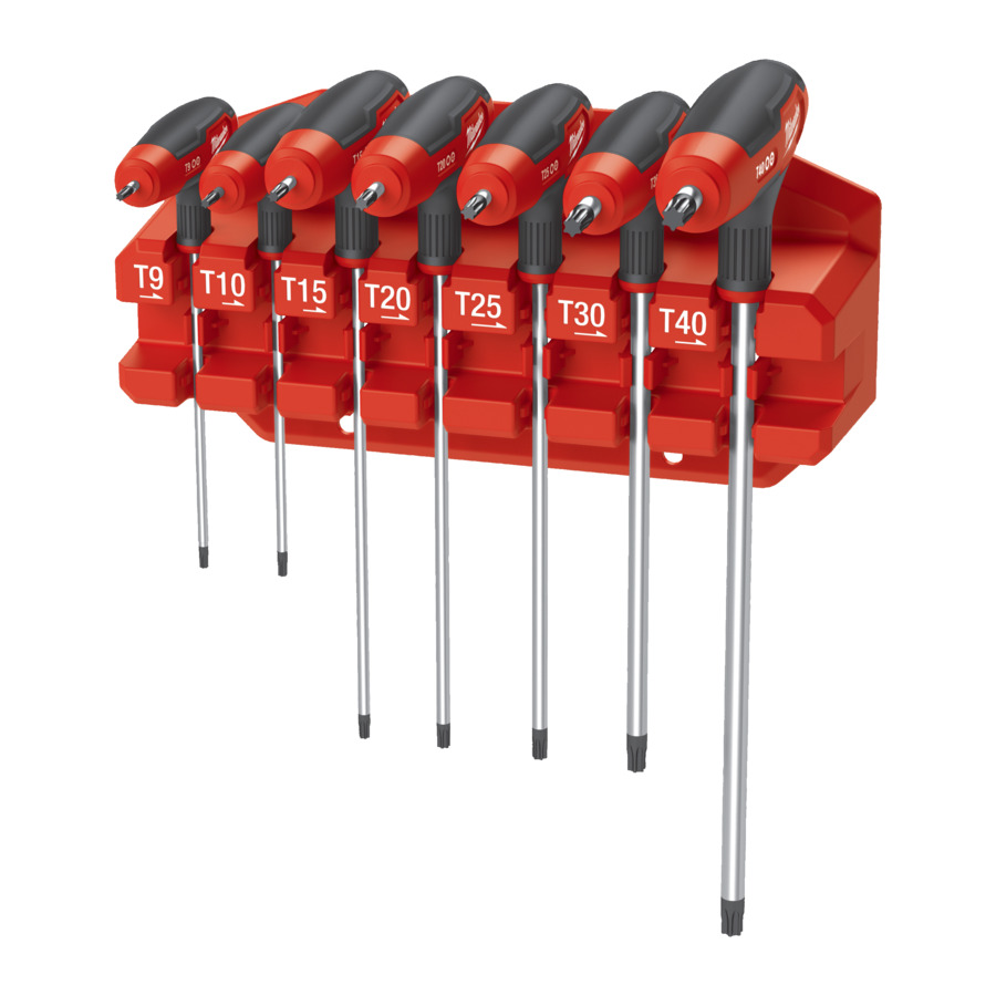 Milwaukee 4932498690 7pc Torx Key Wrench Comfort Grip Set + Rack
