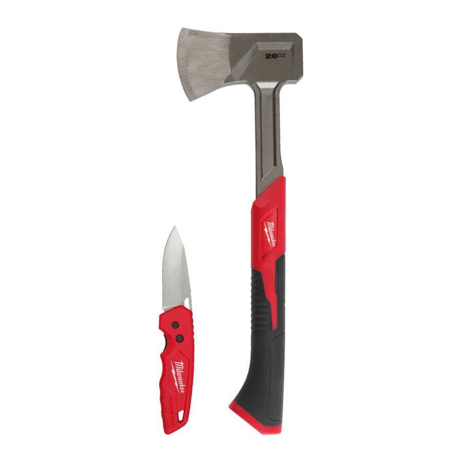 Milwaukee 4932499031 Fibreglass Fastback Hand Splitting Axe &amp; Folding Fastback Knife Twin Pack