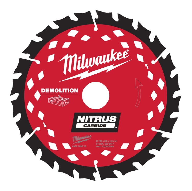 Milwaukee 4932499376 Circular Saw Blade 190mm x 30 x 24th Nitrus Carbide