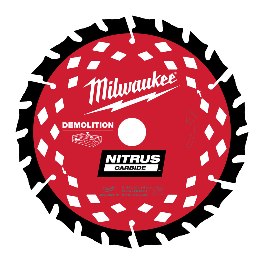 Milwaukee 4932502172 165mm x 20 x 24th Nitrus Circular Saw Blade