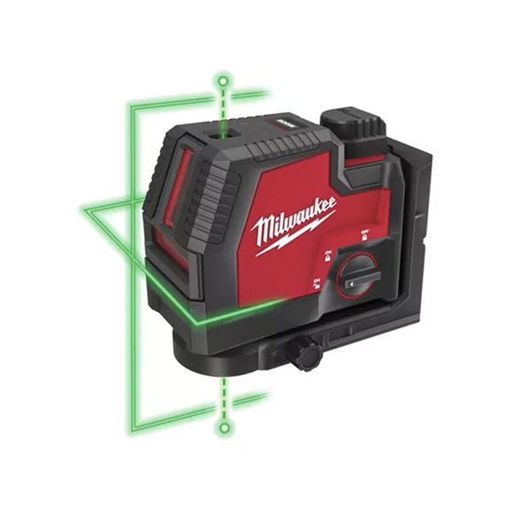 Milwaukee Red-Lithium USB Green Cross Line Laser &amp; Plum Points - L4CLLP-301C