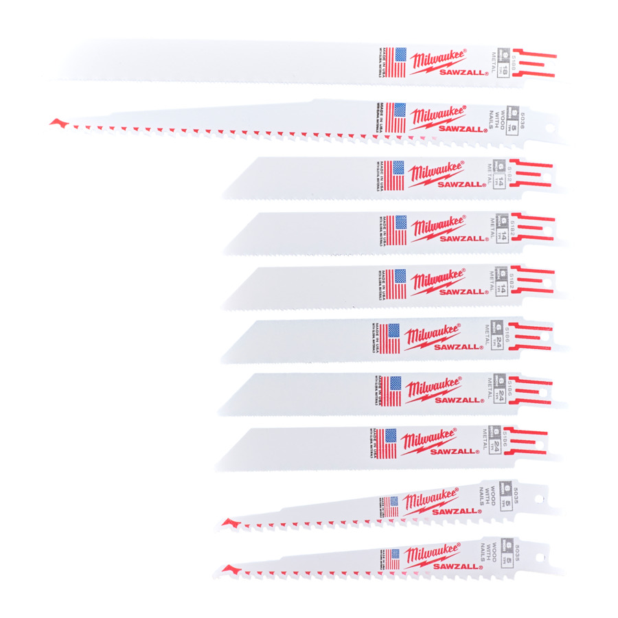 Milwaukee 49472211 Sawzall Blade - 150mm & 230mm Thin Kerf Sawzall Set - 10 Piece