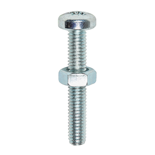Timco Machine Screw &amp; Nuts - Pan Head - M6 x 40mm - PK10 - 6040PPMHNP