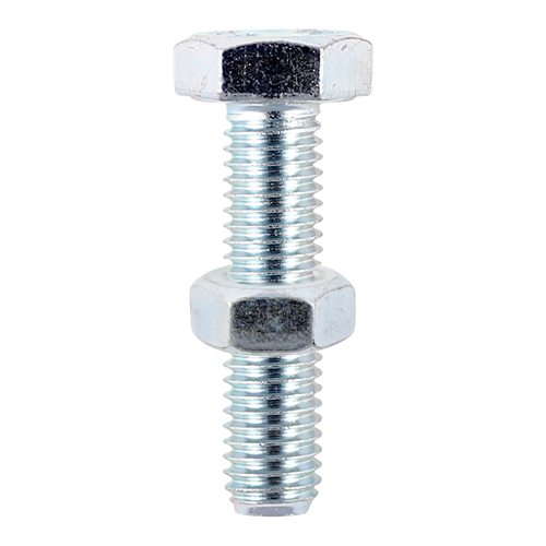 Timco Set Screw Bolt &amp; Hex Nut BZP - M6 x 20mm - PK2 - 620SNZP