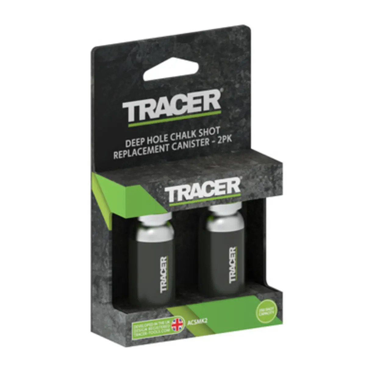Tracer ACSC2 Trueshot Replacment Green Chalk Canisters 2pc (250 Shots each)