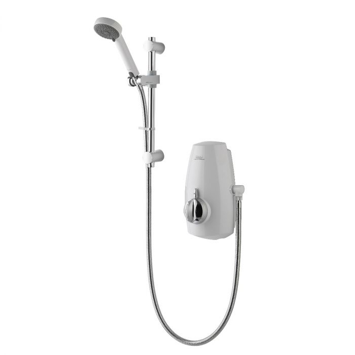 Aqualisa Aquastream Thermostatic Mixer Shower With Adj Head - White / Chrome