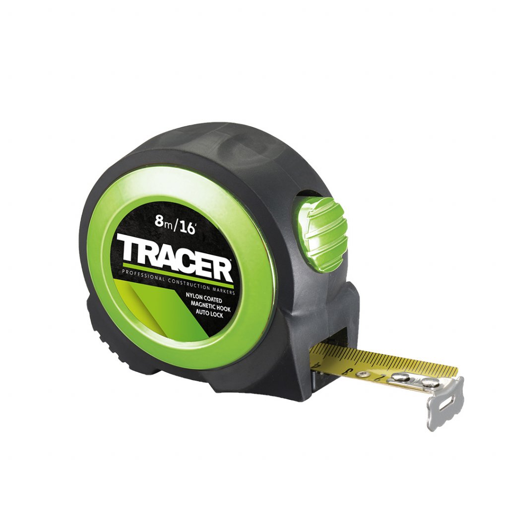 Tracer 8m/26ft Tape Measure (Nylon Coated) + Large Magnetic Hook - ATM8
