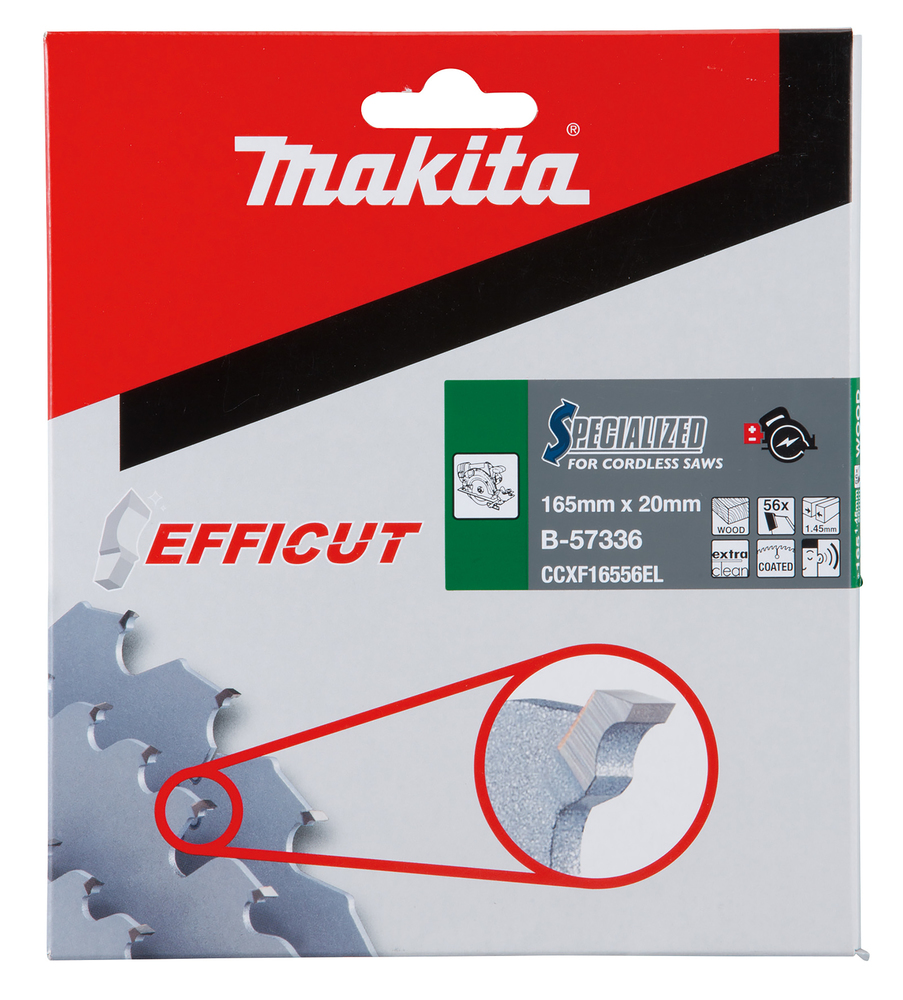 Makita Circular Saw Blade - Efficut - 165mm x 20mm x 56Th - B-57336