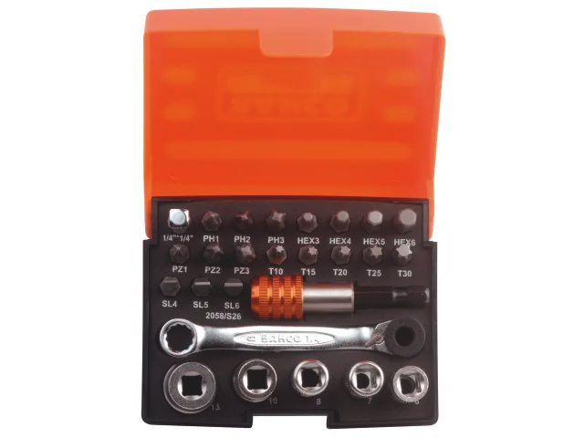 Bahco 2058/S26 Ratchet Socket Set of 26 Metric 1/4in Drive