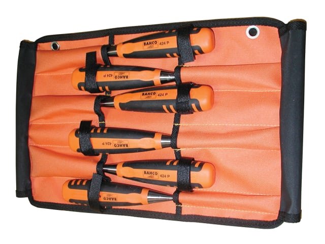 Bahco 424-P Bevel Edge Chisel Set in A Roll (6 Piece) - 424P-S6-Roll	