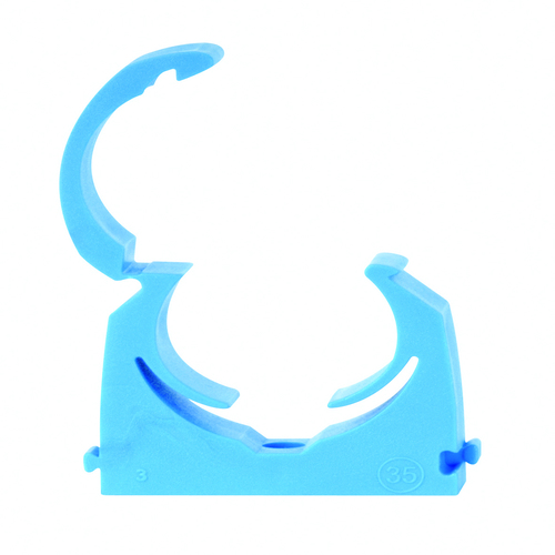 Talon MDPE Single Hinged Pipe Clip 20mm (Flexi Size 19mm - 21mm) Blue