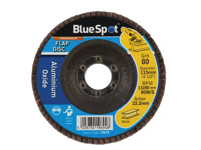Blue Spot Sanding Flap Disc 115mm (4.1/2in) 80 Grit - 19694
