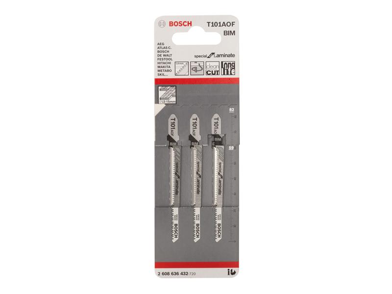 Bosch T 101 AOF Jigsaw Blades 1 x Pack of 3 Laminate 