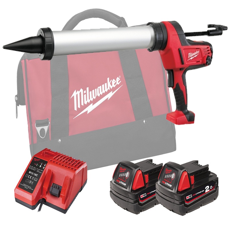 Milwaukee 18V 600ml Aluminium Caulking Gun - C18PCG600A - 2.0Ah Pack