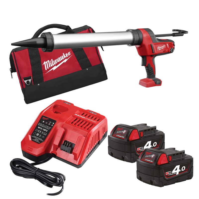Milwaukee 18V 600ml Aluminium Caulking Gun - C18PCG600A - 4.0Ah Pack