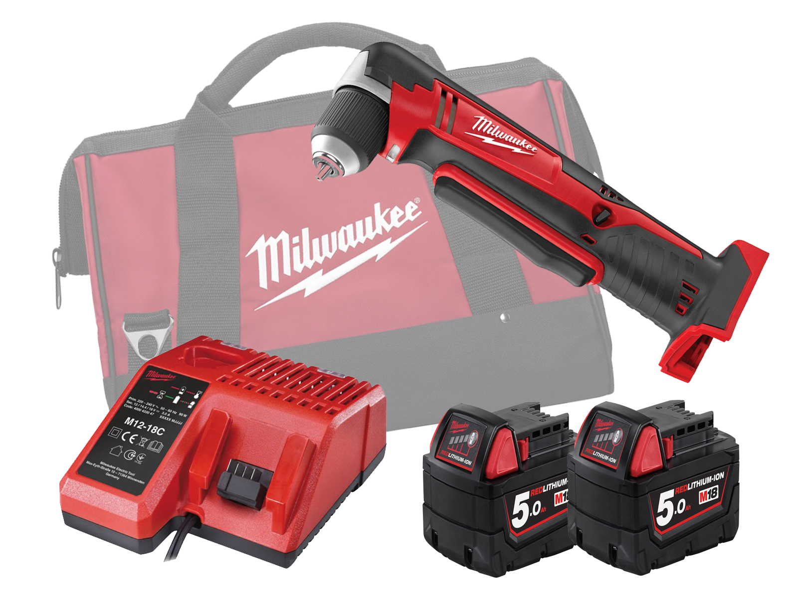 Milwaukee 18V Compact Right Angle Drill - C18RAD - 5.0Ah Pack