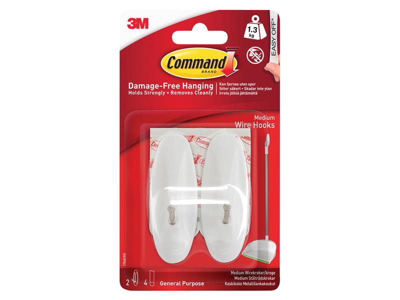 Command Medium Wire Hooks (Pack 2) COM17068