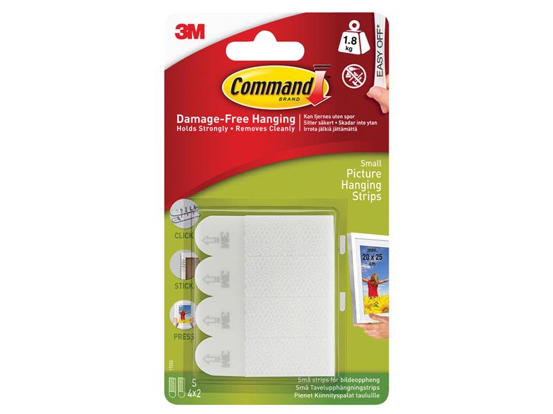 Command Picture Hanging Strips, Small (Pack 4) COM17202