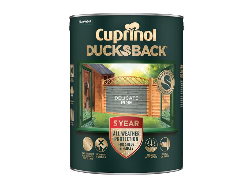 Cuprinol Ducksback 5 Year Waterproof for Sheds &amp; Fences Delicate Pine 5 litre CUPDBDP5L
