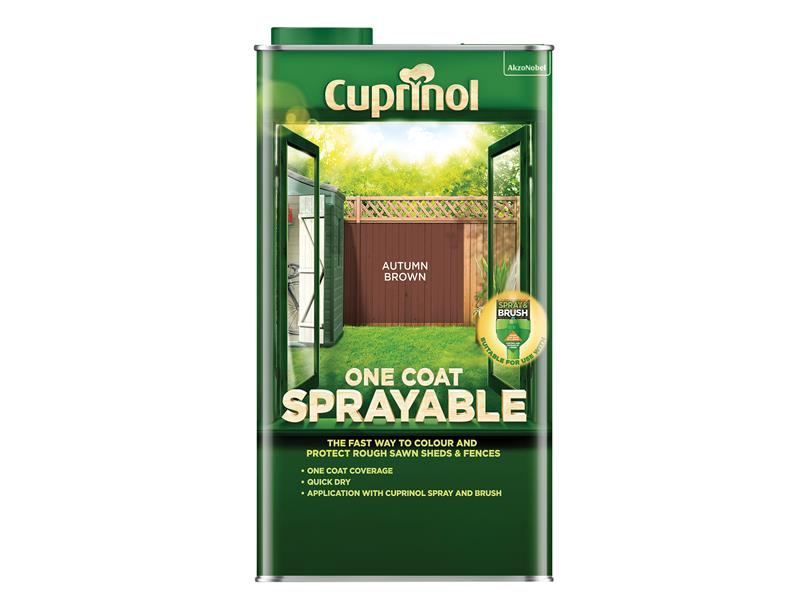 Cuprinol One Coat Sprayable Fence Treatment Autumn Brown 5 litre CUPNSFTAB5L
