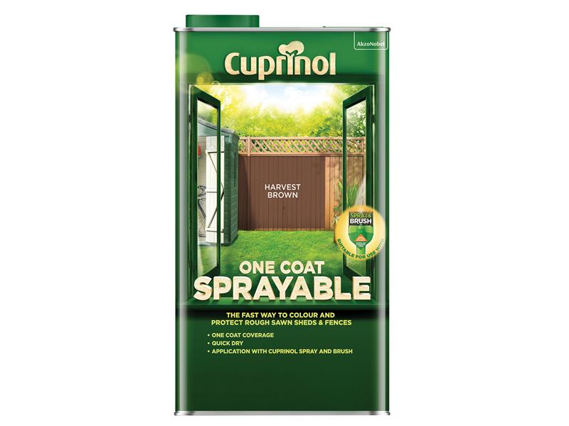 Cuprinol One Coat Sprayable Fence Treatment Harvest Brown 5 litre CUPNSFTHB5L
