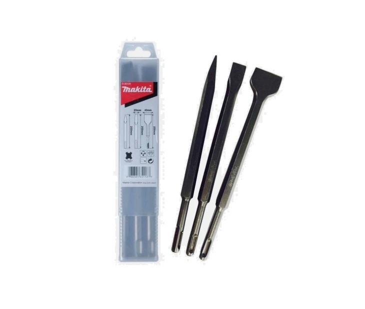 Makita D-30134 3pc 250mm SDS-Plus Chisel Set - Point, Chisel, Spade