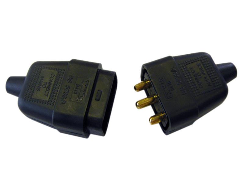 Dencon 3 Pin Rubber Connector Plug 10A Black DCN9416BNB