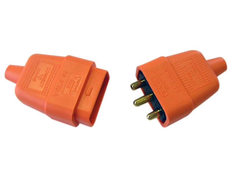 Dencon 3 Pin Rubber Connector Plug 10A Orange DCN9416ORNB